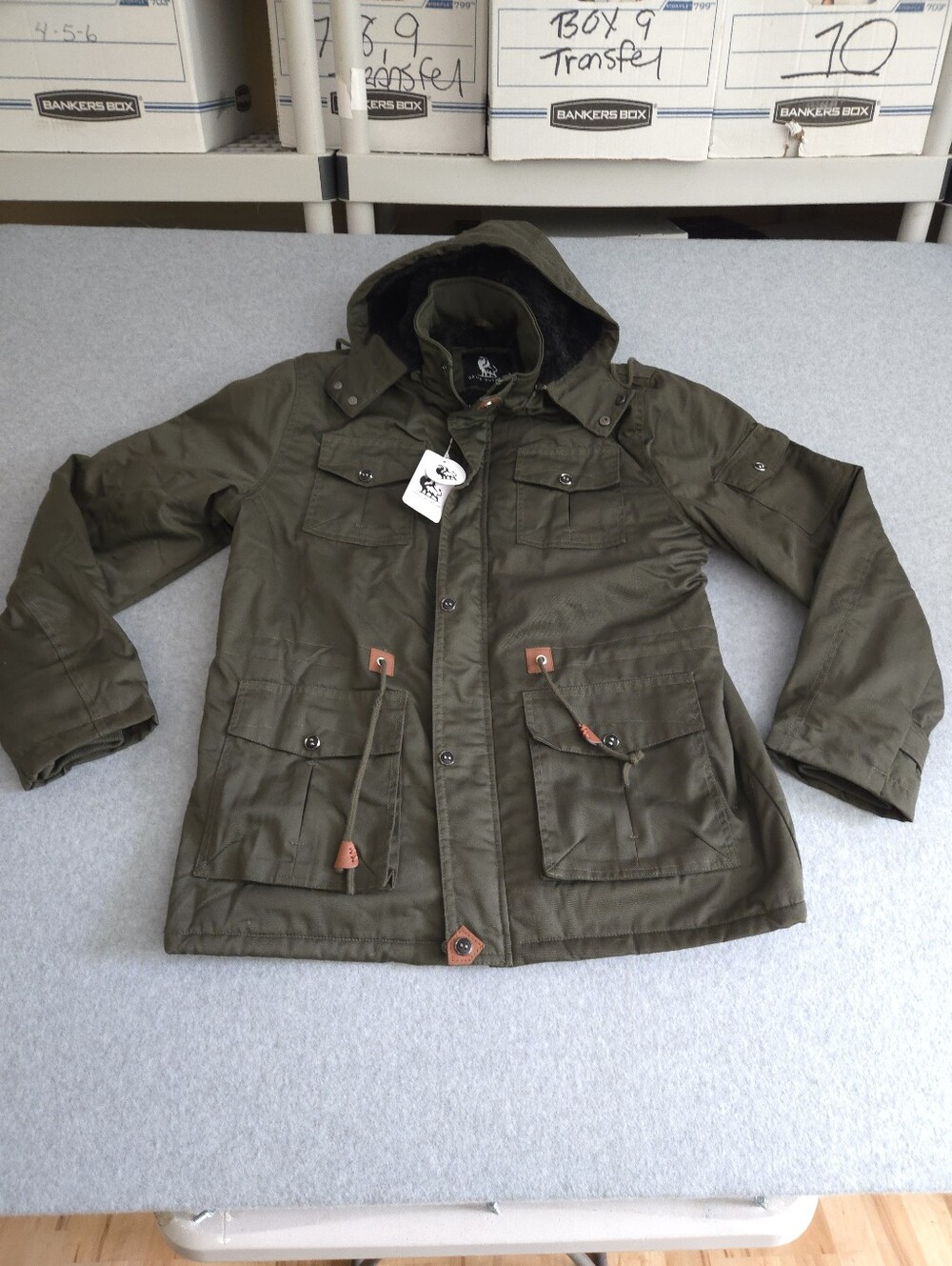 David Outwear Hooded Utility Field Jacket Faux Fur Lined Cotton Winter Coat